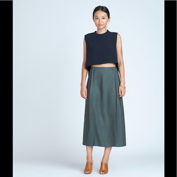 forest green midi skirt